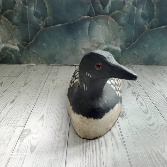 Vintage "Monk" Hand Painted Loon Duck Decorative Decoy Red Eyes GUC - Picture 4 of 7